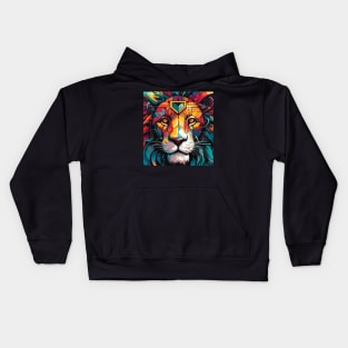 colorful Lion closeup Kids Hoodie